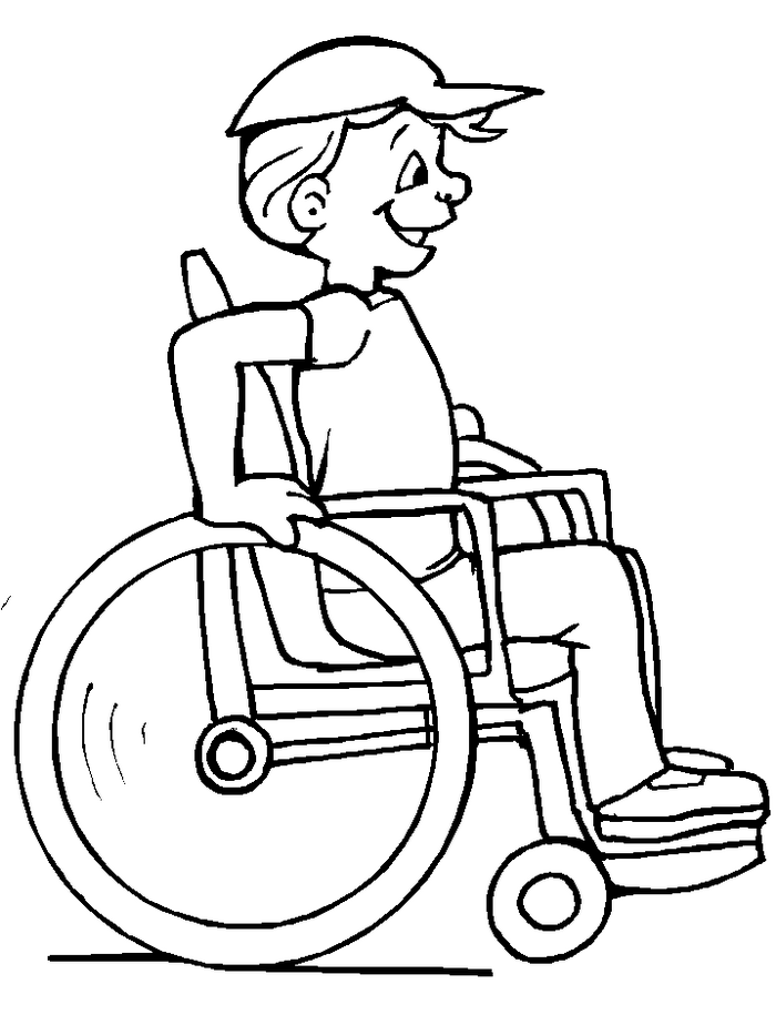 Print Jongen in rolstoel kleurplaat